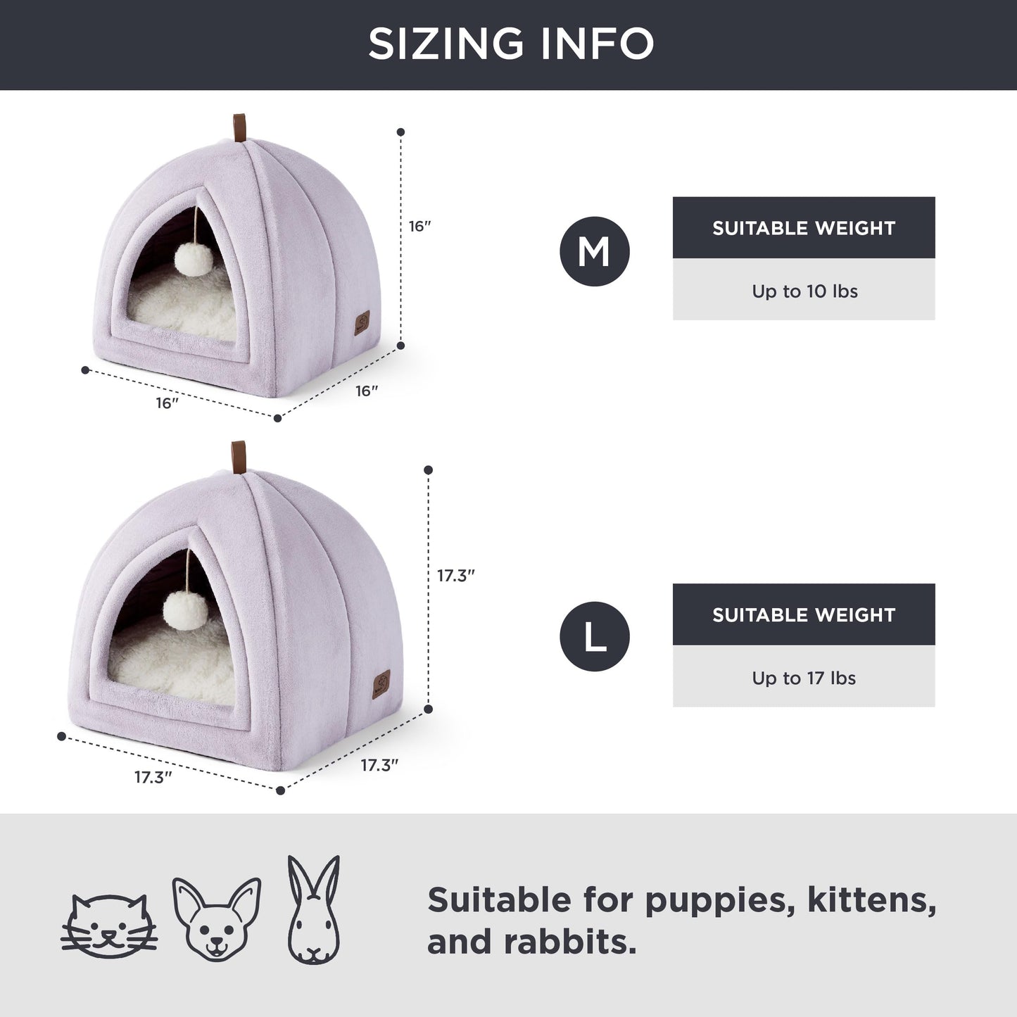 Bedsure Cat Beds for Indoor - 2 in 1 Cat Cave House Tent for Kittens and Small Pets with Removable Washable Cushioned Pillow, Foldable Kitten Hideaway with Non-Slip Bottom, Grey, 16 inches