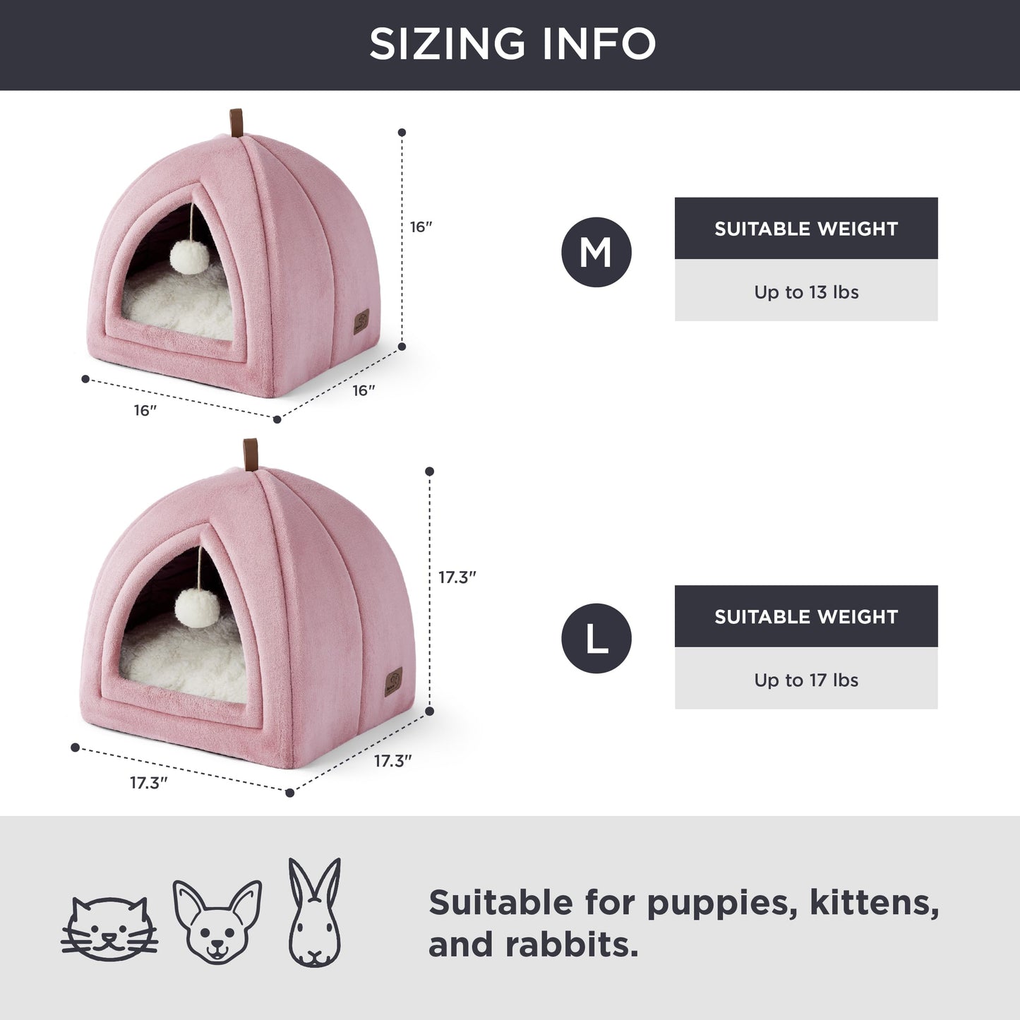 Bedsure Cat Beds for Indoor - 2 in 1 Cat Cave House Tent for Kittens and Small Pets with Removable Washable Cushioned Pillow, Foldable Kitten Hideaway with Non-Slip Bottom, Grey, 16 inches