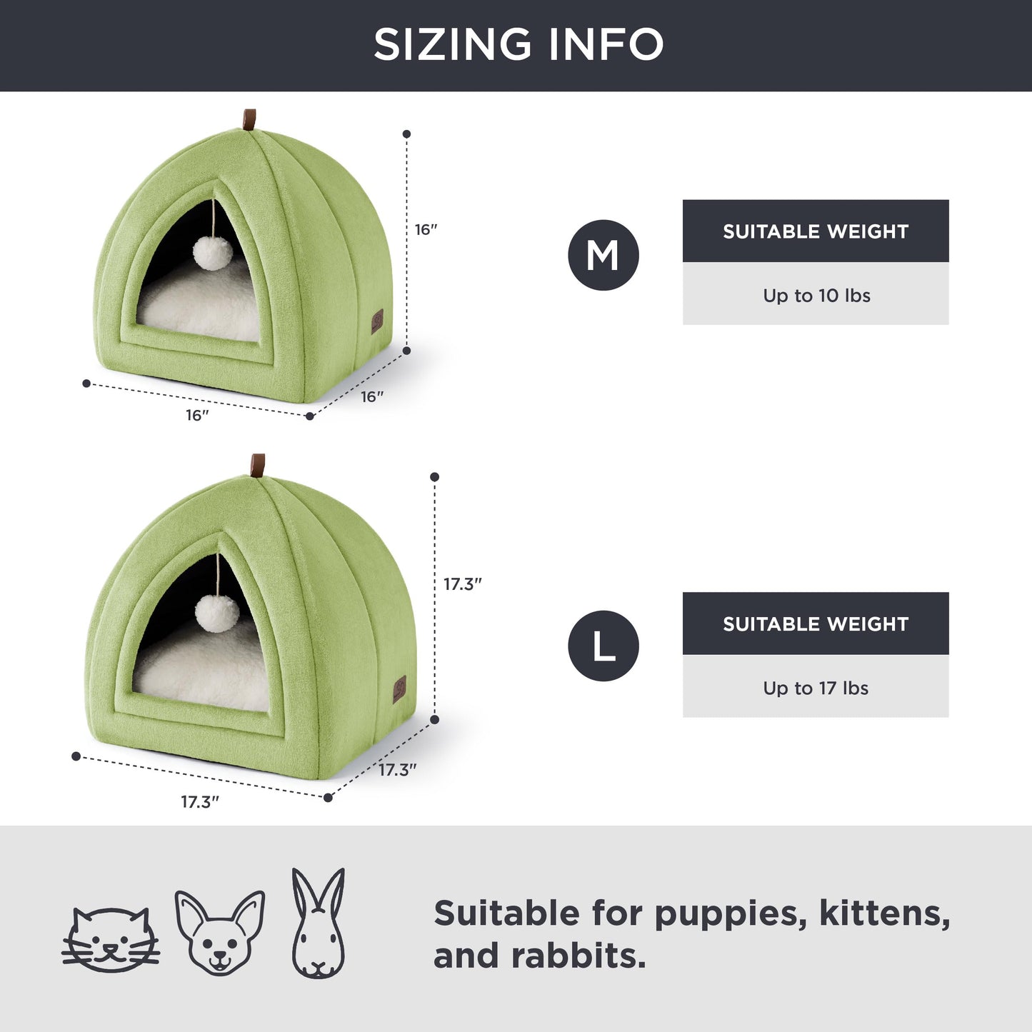 Bedsure Cat Beds for Indoor - 2 in 1 Cat Cave House Tent for Kittens and Small Pets with Removable Washable Cushioned Pillow, Foldable Kitten Hideaway with Non-Slip Bottom, Grey, 16 inches