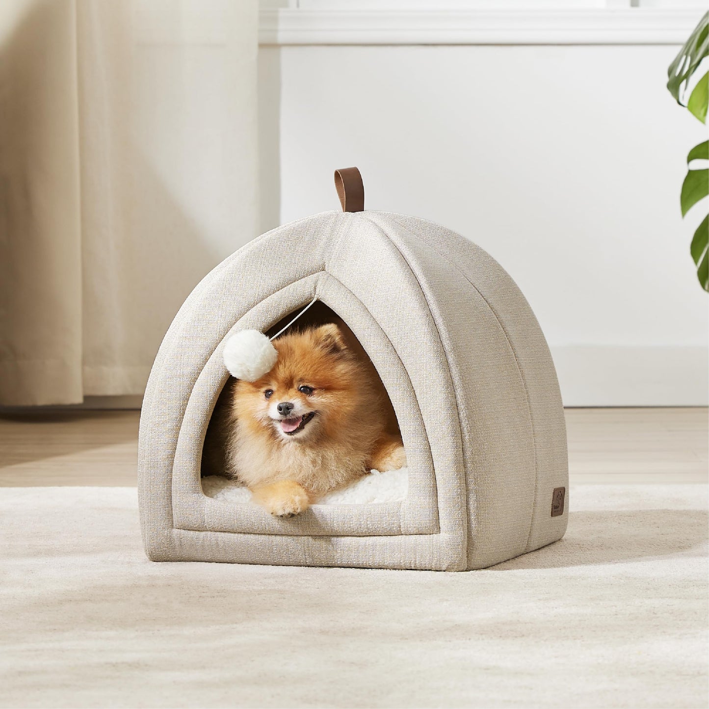 Bedsure Cat Beds for Indoor - 2 in 1 Cat Cave House Tent for Kittens and Small Pets with Removable Washable Cushioned Pillow, Foldable Kitten Hideaway with Non-Slip Bottom, Grey, 16 inches
