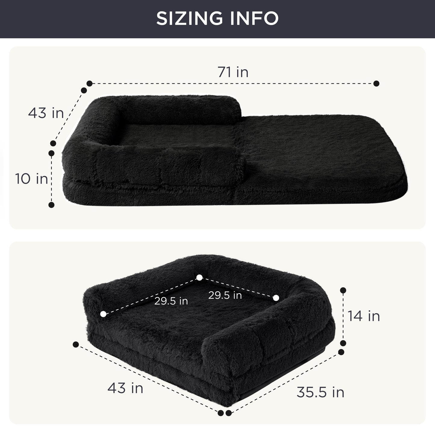 Bedsure Foldable Human Size Giant Dog Bed for Adults, 2 in 1 Calming Pet Bed with Egg Foam Supportive Mat and Waterproof Liner, Faux Fur Orthopedic Sofa, Camel