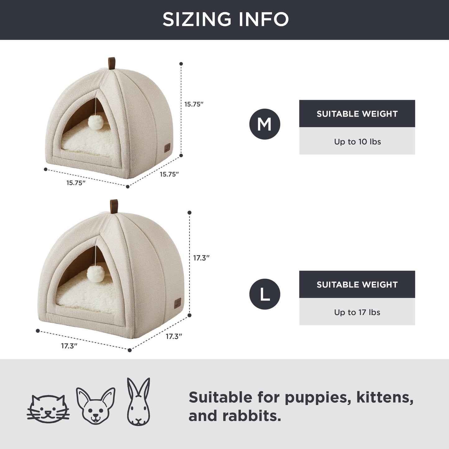 Bedsure Cat Beds for Indoor - 2 in 1 Cat Cave House Tent for Kittens and Small Pets with Removable Washable Cushioned Pillow, Foldable Kitten Hideaway with Non-Slip Bottom, Grey, 16 inches