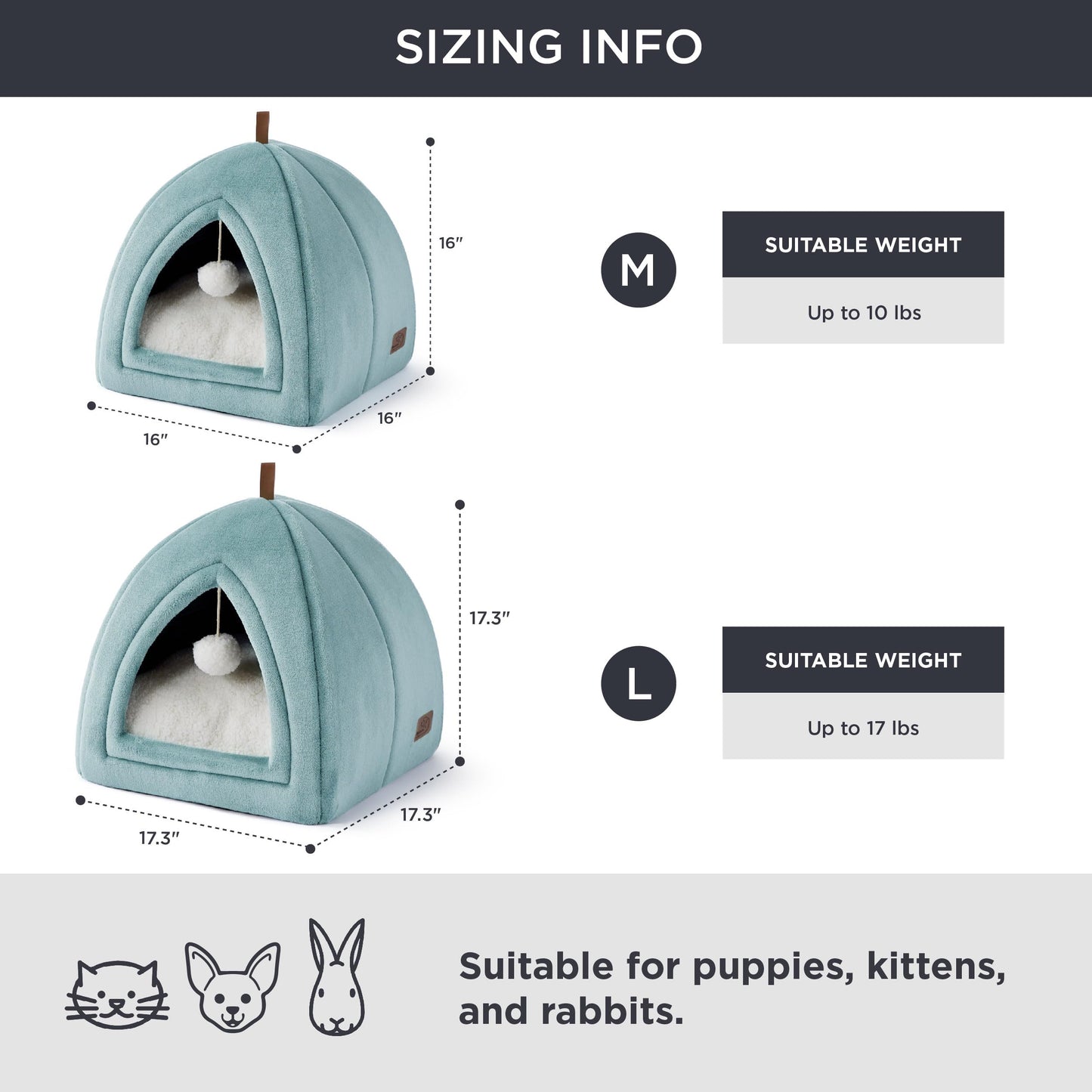 Bedsure Cat Beds for Indoor - 2 in 1 Cat Cave House Tent for Kittens and Small Pets with Removable Washable Cushioned Pillow, Foldable Kitten Hideaway with Non-Slip Bottom, Grey, 16 inches