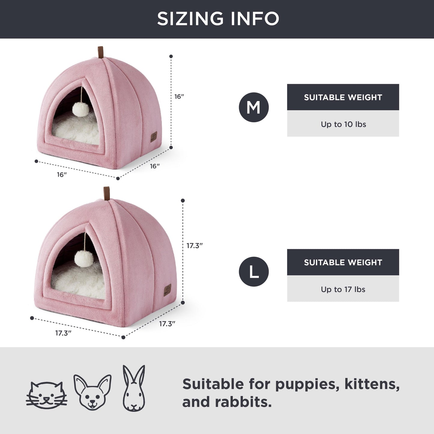 Bedsure Cat Beds for Indoor - 2 in 1 Cat Cave House Tent for Kittens and Small Pets with Removable Washable Cushioned Pillow, Foldable Kitten Hideaway with Non-Slip Bottom, Grey, 16 inches