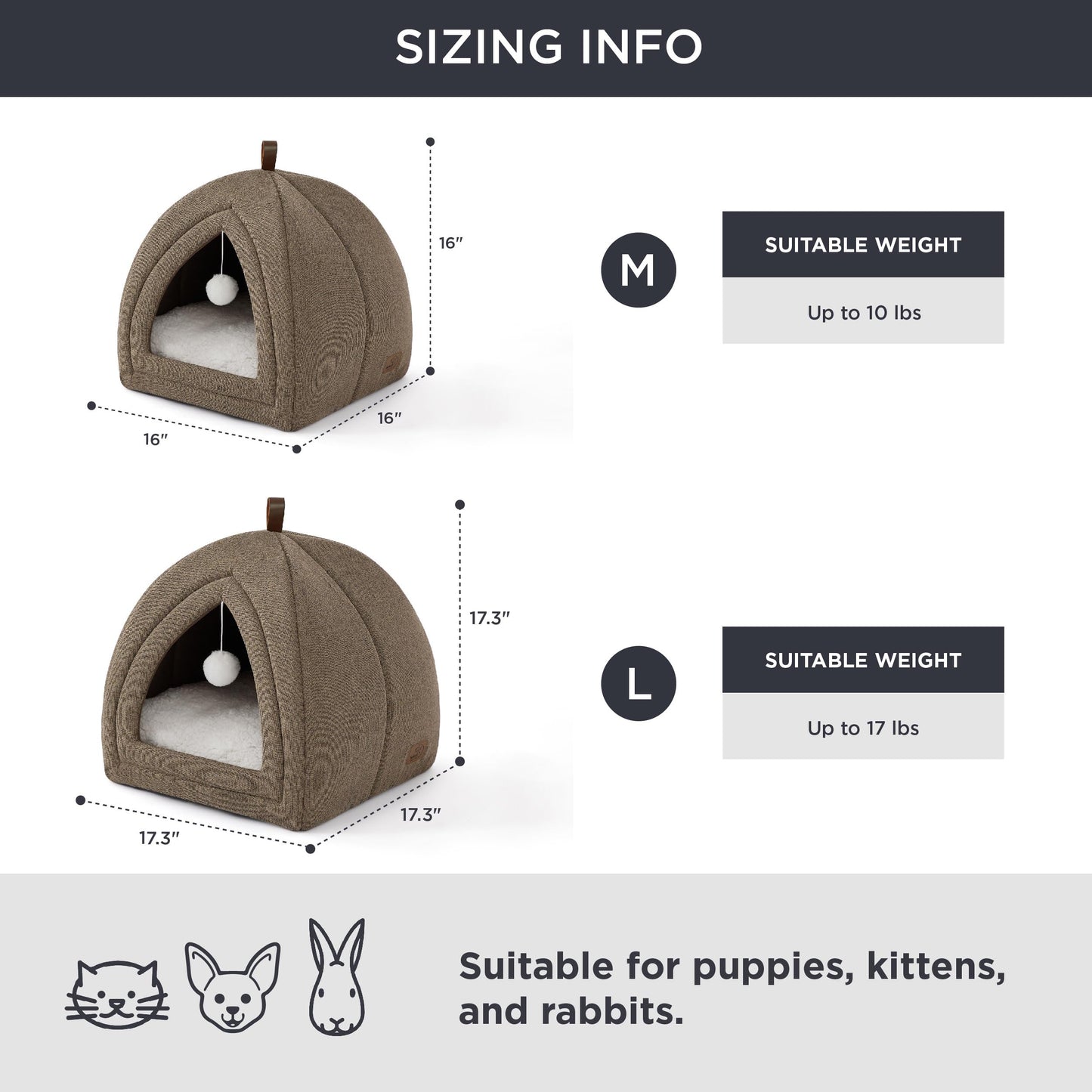 Bedsure Cat Beds for Indoor - 2 in 1 Cat Cave House Tent for Kittens and Small Pets with Removable Washable Cushioned Pillow, Foldable Kitten Hideaway with Non-Slip Bottom, Grey, 16 inches