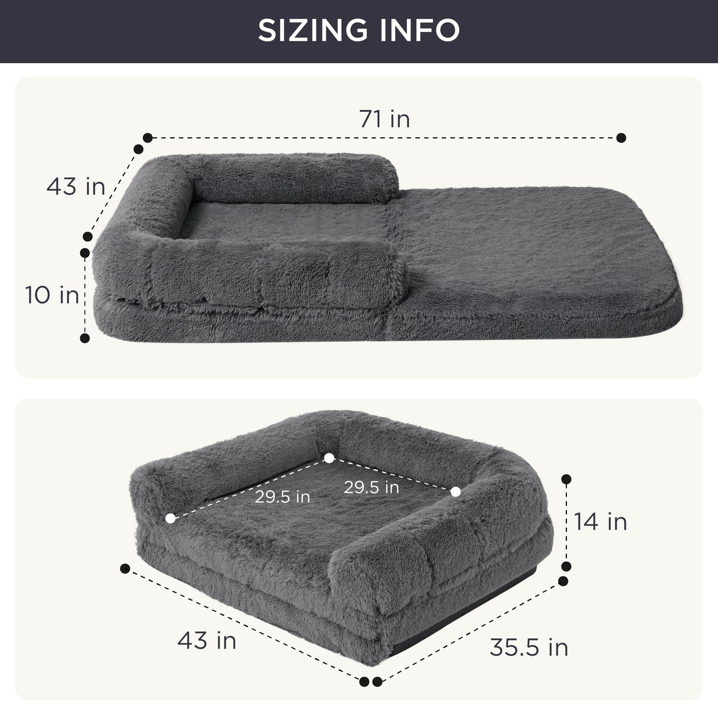 Bedsure Foldable Human Size Giant Dog Bed for Adults, 2 in 1 Calming Pet Bed with Egg Foam Supportive Mat and Waterproof Liner, Faux Fur Orthopedic Sofa, Camel
