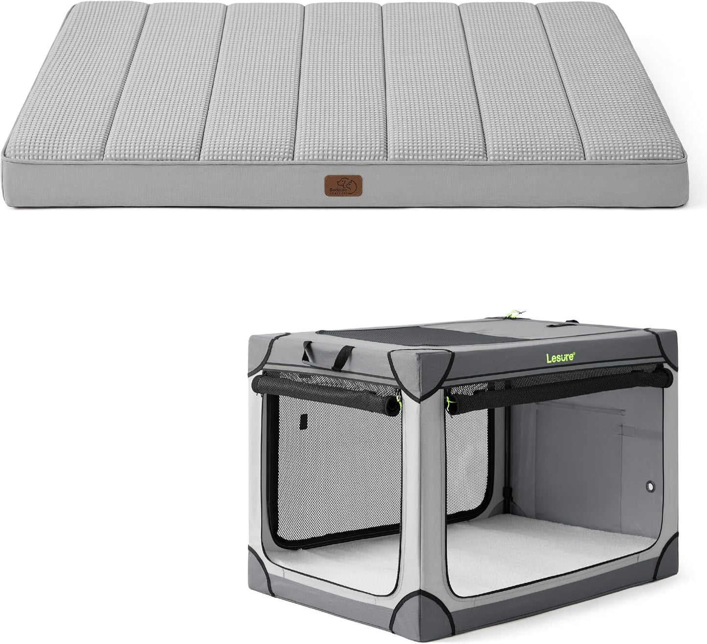 Bedsure Cooling Gel Foam Dog Bed&Lesure Soft Collapsible Dog Crate