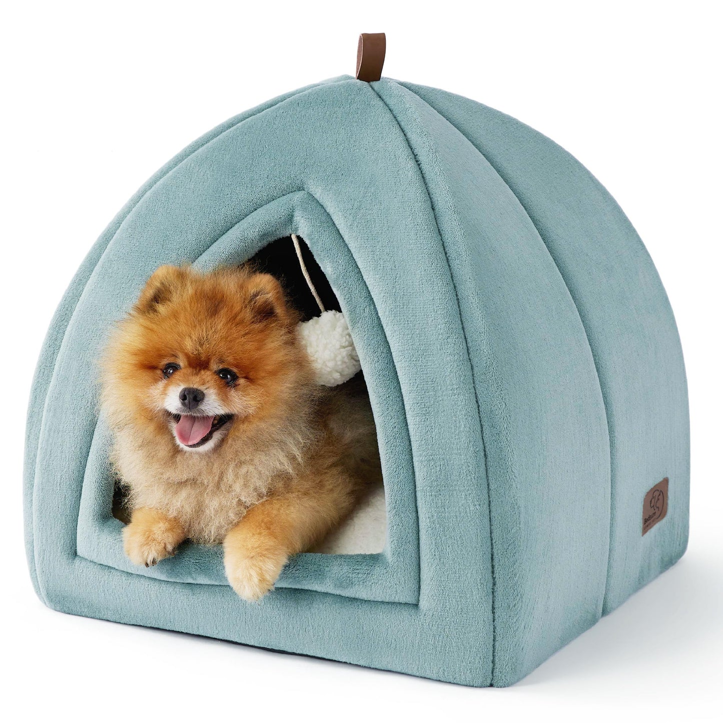 Bedsure Cat Beds for Indoor - 2 in 1 Cat Cave House Tent for Kittens and Small Pets with Removable Washable Cushioned Pillow, Foldable Kitten Hideaway with Non-Slip Bottom, Grey, 16 inches