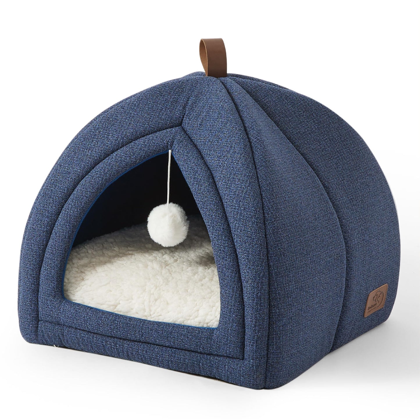 Bedsure Cat Beds for Indoor - 2 in 1 Cat Cave House Tent for Kittens and Small Pets with Removable Washable Cushioned Pillow, Foldable Kitten Hideaway with Non-Slip Bottom, Grey, 16 inches