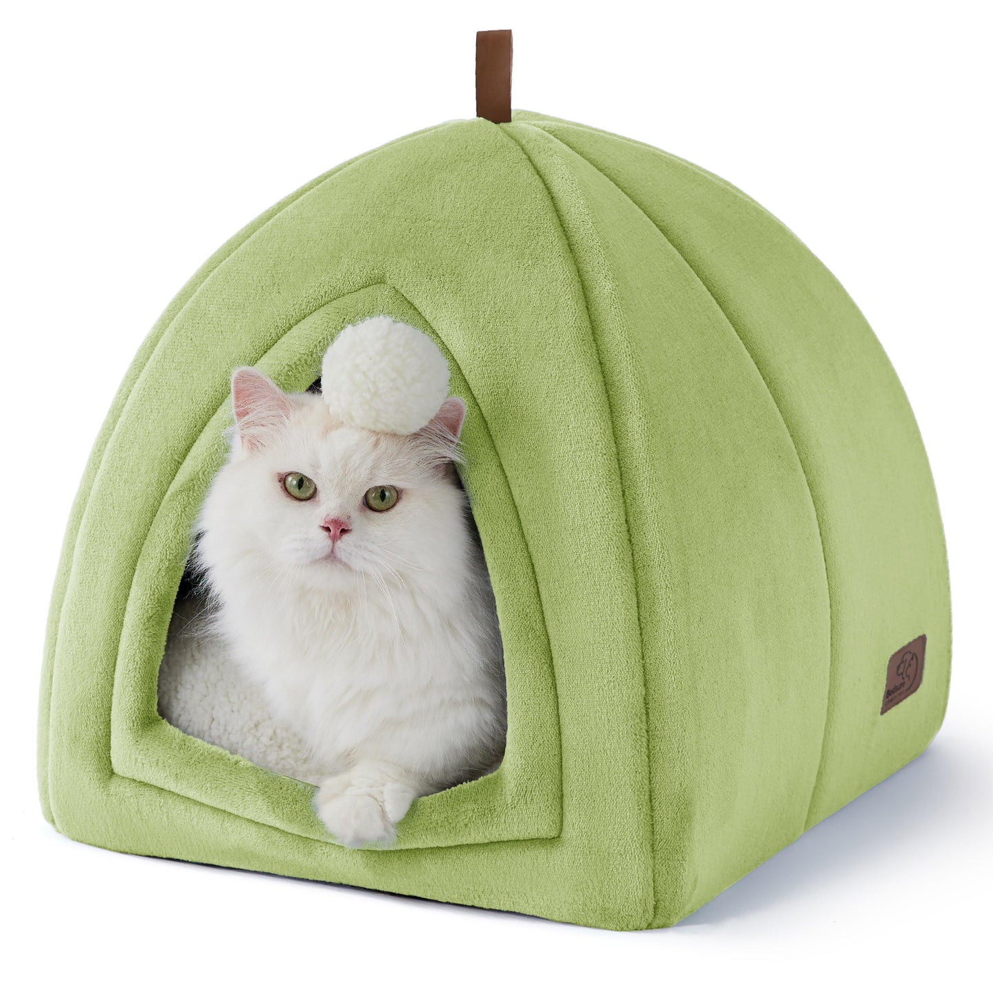 Bedsure Cat Beds for Indoor - 2 in 1 Cat Cave House Tent for Kittens and Small Pets with Removable Washable Cushioned Pillow, Foldable Kitten Hideaway with Non-Slip Bottom, Grey, 16 inches