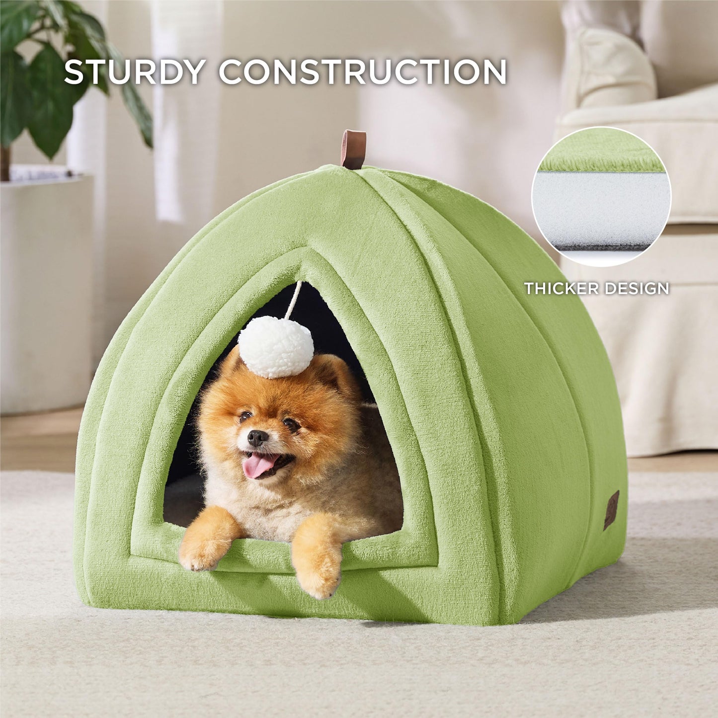 Bedsure Cat Beds for Indoor - 2 in 1 Cat Cave House Tent for Kittens and Small Pets with Removable Washable Cushioned Pillow, Foldable Kitten Hideaway with Non-Slip Bottom, Grey, 16 inches
