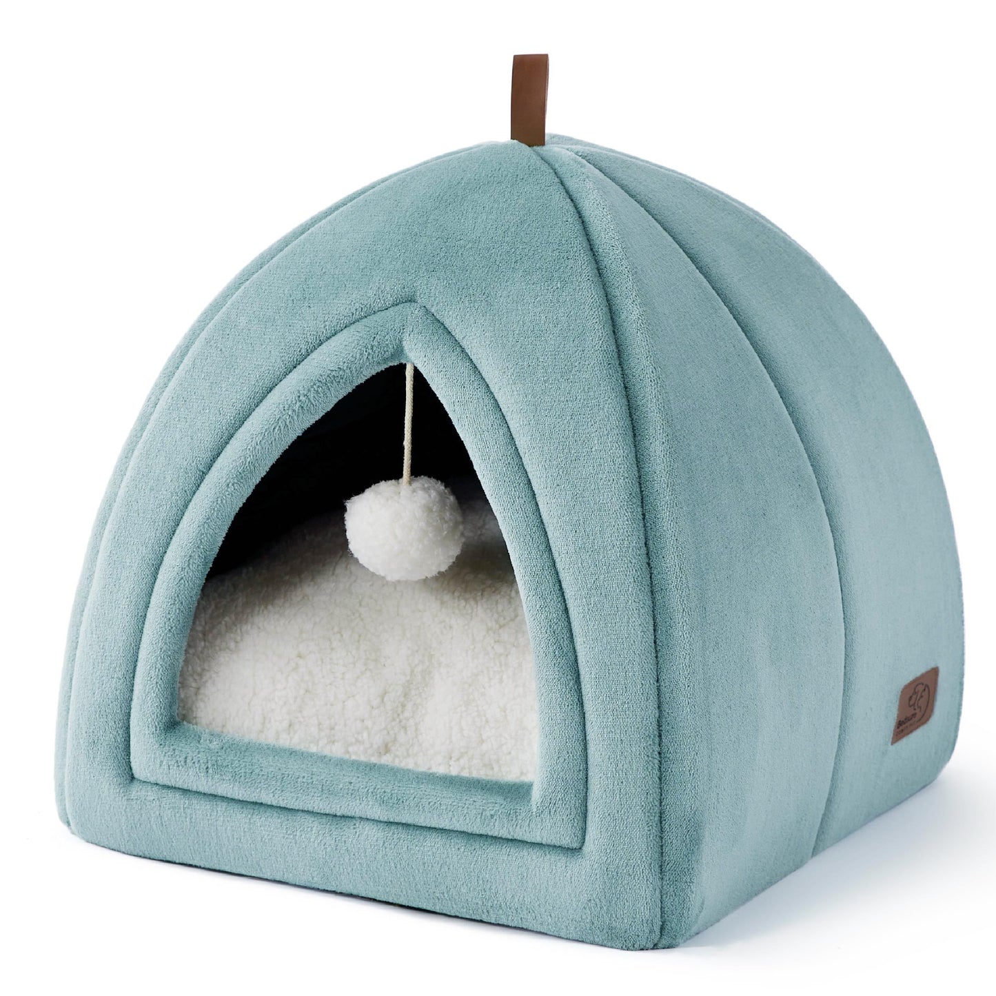 Bedsure Cat Beds for Indoor - 2 in 1 Cat Cave House Tent for Kittens and Small Pets with Removable Washable Cushioned Pillow, Foldable Kitten Hideaway with Non-Slip Bottom, Grey, 16 inches
