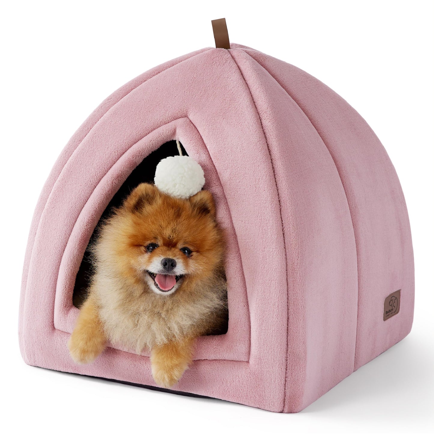 Bedsure Cat Beds for Indoor - 2 in 1 Cat Cave House Tent for Kittens and Small Pets with Removable Washable Cushioned Pillow, Foldable Kitten Hideaway with Non-Slip Bottom, Grey, 16 inches