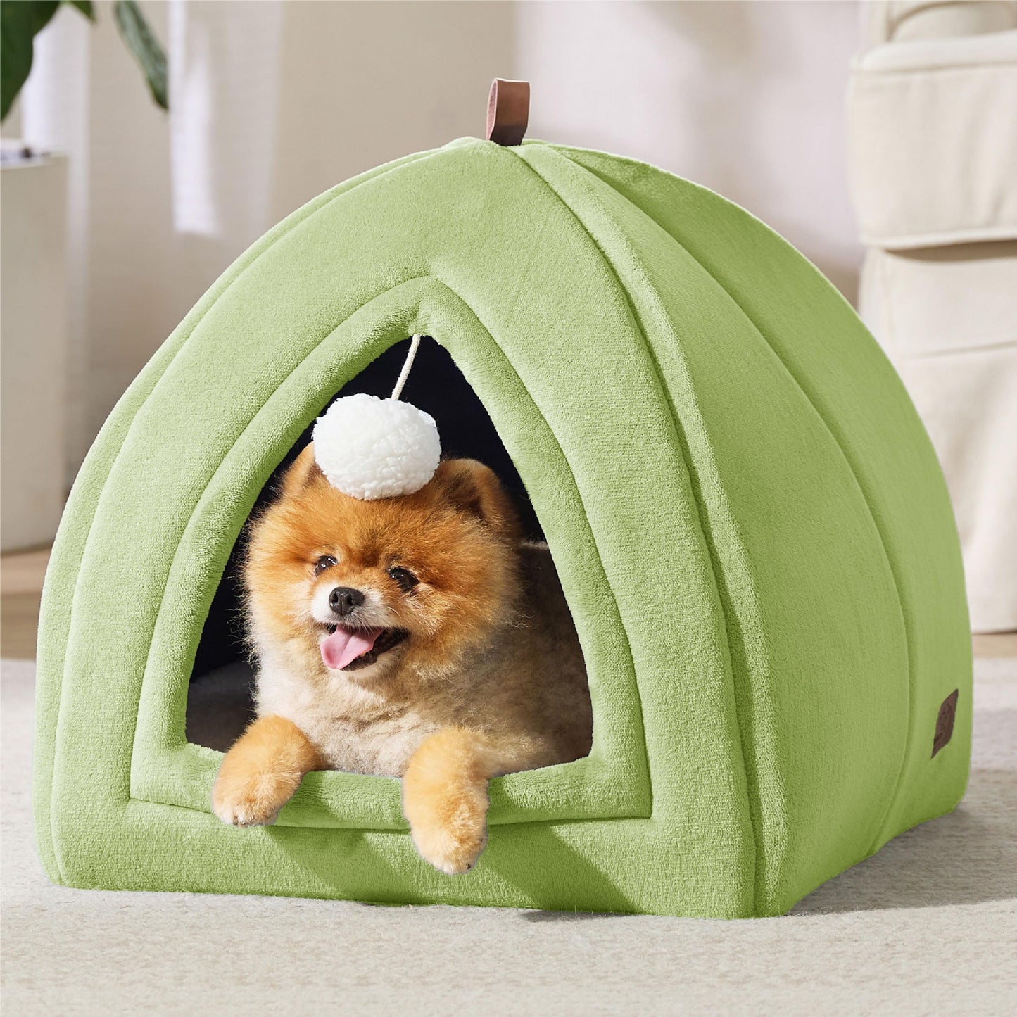 Bedsure Cat Beds for Indoor - 2 in 1 Cat Cave House Tent for Kittens and Small Pets with Removable Washable Cushioned Pillow, Foldable Kitten Hideaway with Non-Slip Bottom, Grey, 16 inches