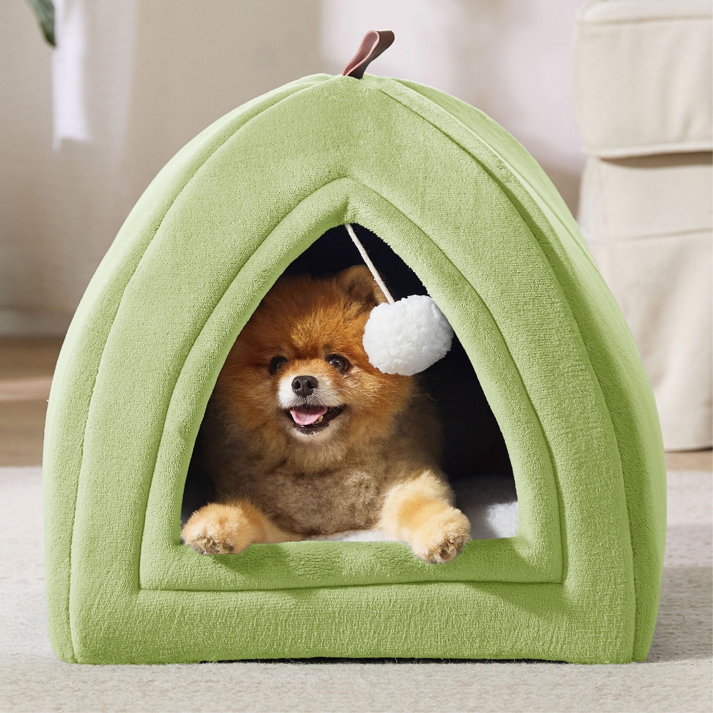 Bedsure Cat Beds for Indoor - 2 in 1 Cat Cave House Tent for Kittens and Small Pets with Removable Washable Cushioned Pillow, Foldable Kitten Hideaway with Non-Slip Bottom, Grey, 16 inches
