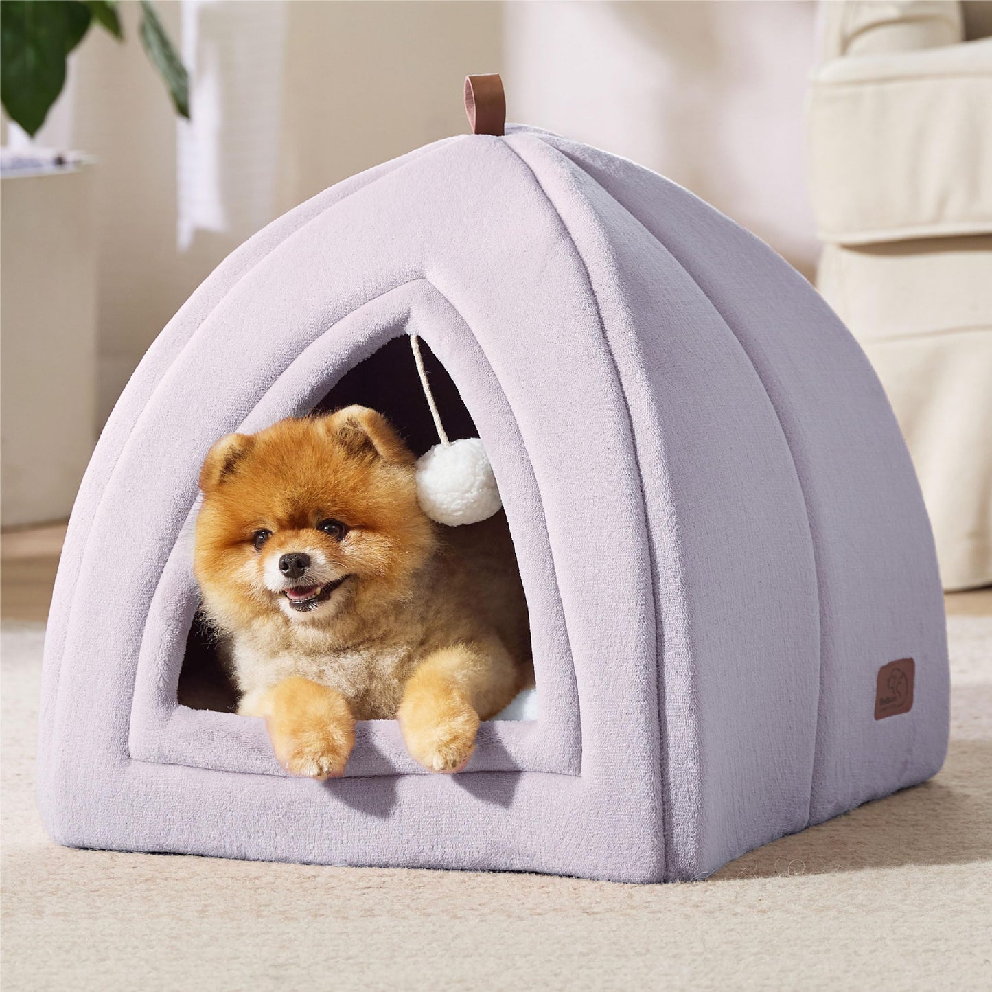 Bedsure Cat Beds for Indoor - 2 in 1 Cat Cave House Tent for Kittens and Small Pets with Removable Washable Cushioned Pillow, Foldable Kitten Hideaway with Non-Slip Bottom, Grey, 16 inches