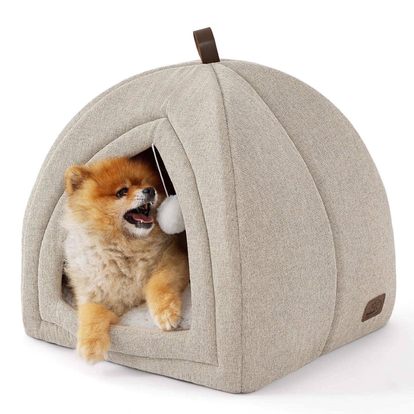 Bedsure Cat Beds for Indoor - 2 in 1 Cat Cave House Tent for Kittens and Small Pets with Removable Washable Cushioned Pillow, Foldable Kitten Hideaway with Non-Slip Bottom, Grey, 16 inches