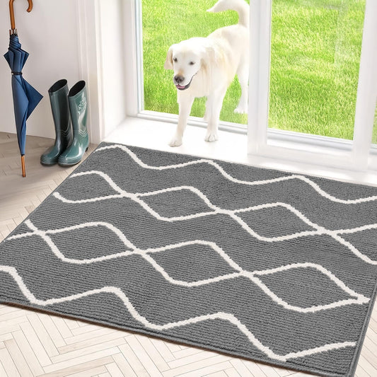 Dirt Trapper Mud Mats for Dogs Indoor Entrance for Food and Water Non-Slip Dog Bed Machine Washable Door Mat Indoor for Muddy Paws 32"x20"