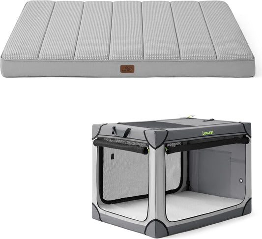 Bedsure Cooling Gel Foam Dog Bed&Lesure Soft Collapsible Dog Crate